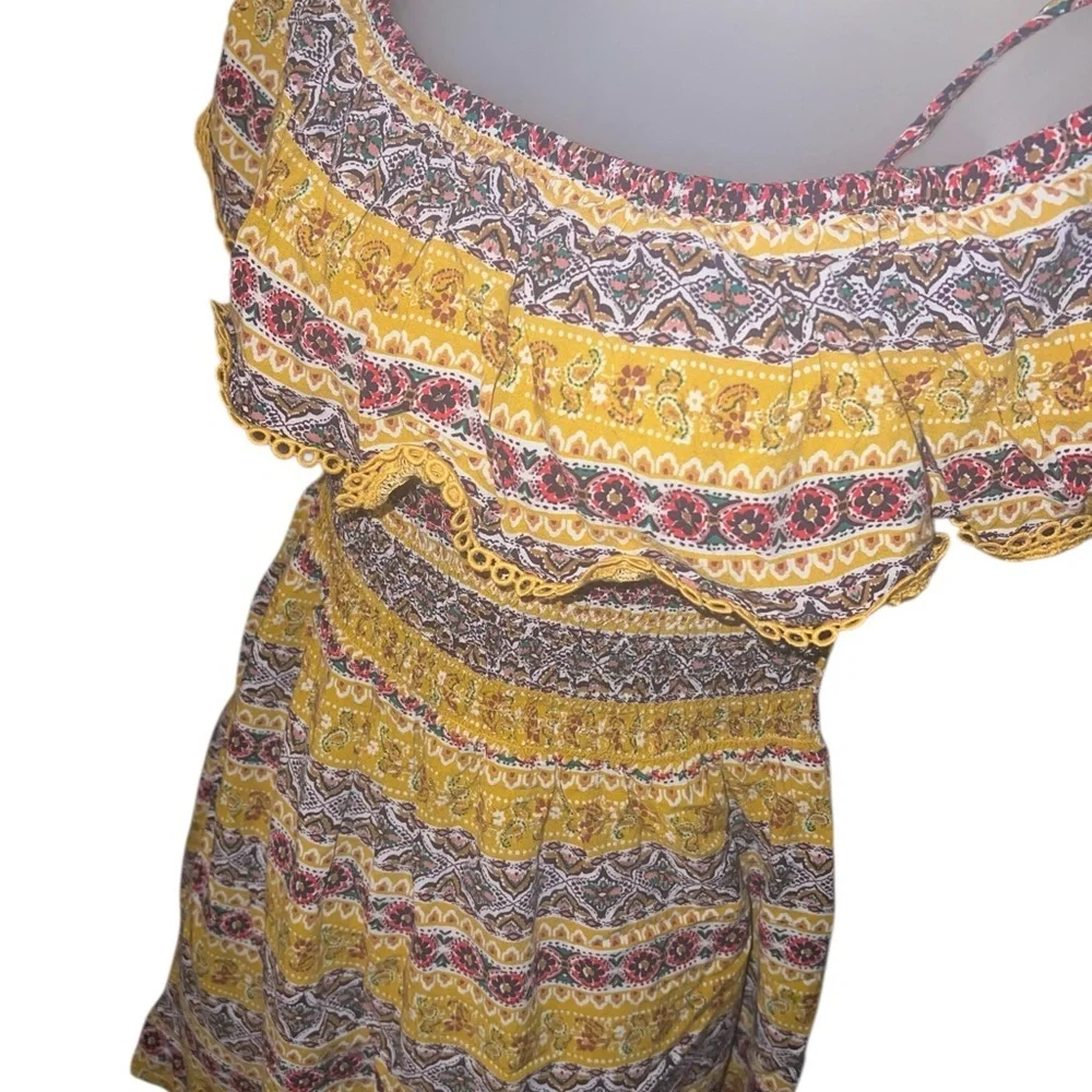 Lily Rose Yellow and Brown Patterned Mini Dress - Picture 7 of 10